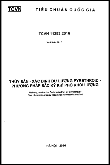 TCVN 11293-2016 - Thủy Sản - Xác Định Dư Lượng Pyrethroid - Phương Pháp Sắc Ký Khí Phổ Khối Lượng