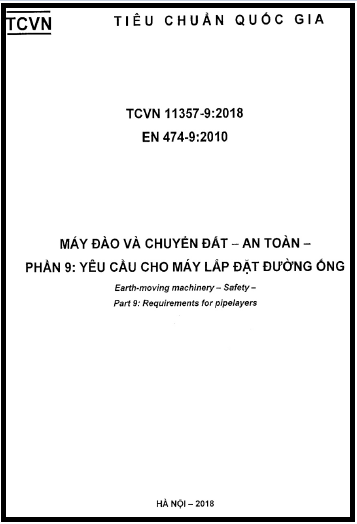 TCVN 11357-9-2018 - Máy Đào Và Chuyển Đất - An Toàn - Phần 9 Yêu Cầu Cho Máy Lắp Đặt Đường Ống