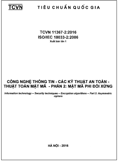 TCVN 11367-2-2016-ISO - Công Nghệ Thông Tin - Các Kỹ Thuật An Toàn - Thuật Toán Mật Mã - Phần 2