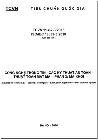 TCVN 11367-3-2016-ISO - Công Nghệ Thông Tin - Các Kỹ Thuật An Toàn - Thuật Toán Mật Mã - Phần 3