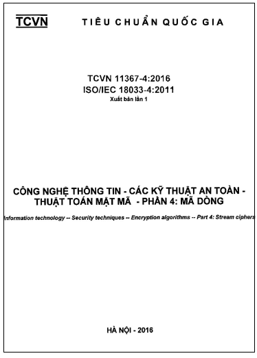 TCVN 11367-4-2016-ISO - Công Nghệ Thông Tin - Các Kỹ Thuật An Toàn - Thuật Toán Mật Mã - Phần 4
