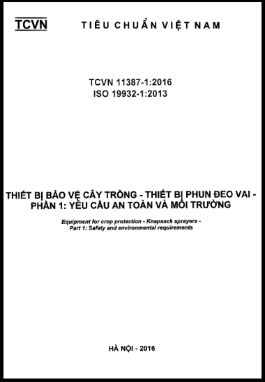 TCVN 11387-1-2016-ISO - Thiết Bị Bảo Vệ Cây Trồng - Thiết Bị Phun Đeo Vai - Phần 1 Yêu Cầu An Toàn