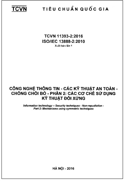 TCVN 11393-2-2016-ISO - Công Nghệ Thông Tin - Các Kỹ Thuật An Toàn - Chống Chối Bỏ - Phần 2