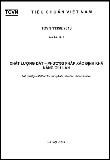 TCVN 11398-2016 - Chất Lượng Đất - Phương Pháp Xác Định Khả Năng Giữ Lân