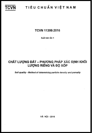 TCVN 11399-2016 - Chất Lượng Đất - Phương Pháp Xác Định Khối Lượng Riêng Và Độ Xốp