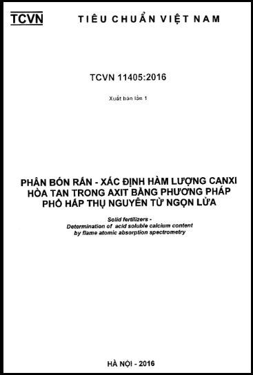 TCVN 11405-2016 - Phân Bón Rắn - Xác Định Hàm Lượng Canxi Hòa Tan Trong Axit