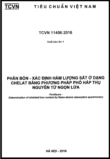 TCVN 11406-2016 - Phân Bón - Xác Định Hàm Lượng Sắt Ở Dạng Chelat Bằng Phương Pháp Phổ Hấp Thụ
