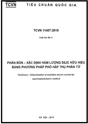 TCVN 11407-2019 - Phân Bón - Xác Định Hàm Lượng Silic Hữu Hiệu Bằng Phương Pháp Phổ Hấp Thụ Phân Tử
