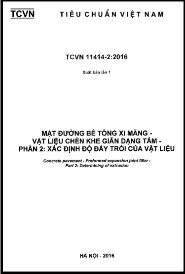 TCVN 11414-2-2016 - Mặt Đường Bê Tông Xi Măng - Vật Liệu Chèn Khe Giãn Dạng Tấm - Phần 2