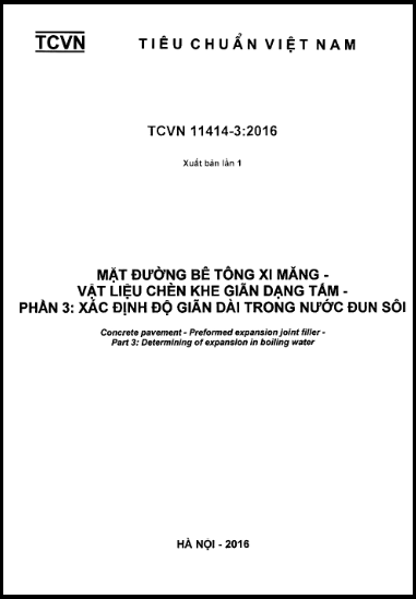 TCVN 11414-3-2016 - Mặt Đường Bê Tông Xi Măng - Vật Liệu Chèn Khe Giãn Dạng Tấm - Phần 3