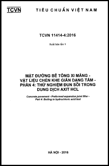TCVN 11414-4-2016 - Mặt Đường Bê Tông Xi Măng - Vật Liệu Chèn Khe Giãn Dạng Tấm - Phần 4