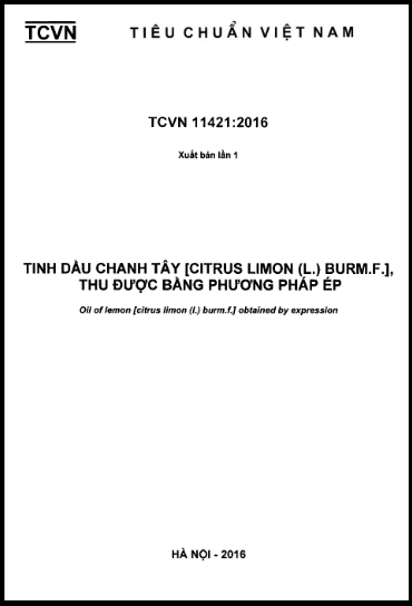 TCVN 11421-2016 - Tinh Dầu Chanh Tây [Citrus Limon (L.) Burm.F.], Thu Được