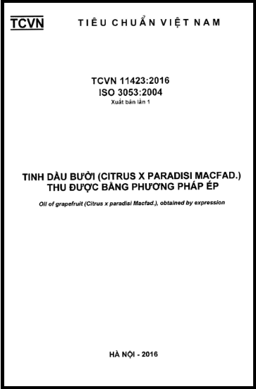 TCVN 11423-2016-ISO - Tinh Dầu Bưởi (Citrus X Paradisi Macfad.), Thu Được