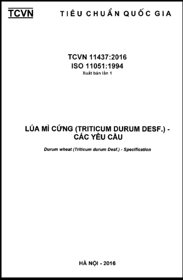 TCVN 11437-2016-ISO - Lúa Mì Cứng (Triticum Durum Desf.) - Các Yêu Cầu