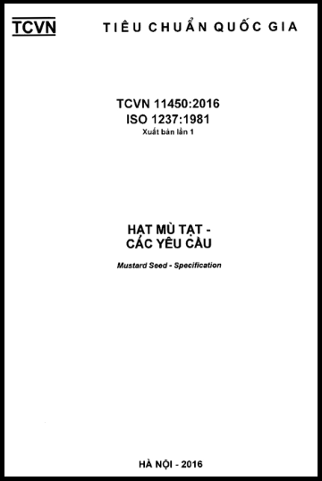 TCVN 11450-2016-ISO - Hạt Mù Tạt - Các Yêu Cầu