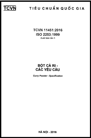 TCVN 11451-2016-ISO - Bột Cà Ri - Các Yêu Cầu
