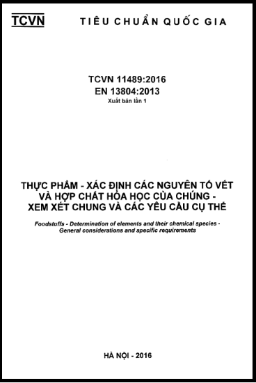 TCVN 11489-2016 - Thực Phẩm - Xác Định Các Nguyên Tố Vết Và Hợp Chất Hóa Học Của Chúng