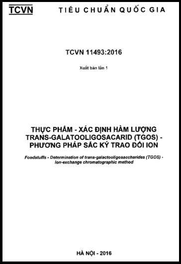 TCVN 11493-2016 - Thực Phẩm - Xác Định Hàm Lượng Trans-Galactooligosacarid (TGOS)
