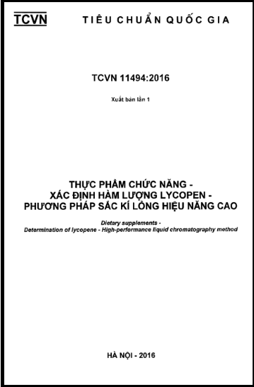 TCVN 11494-2016 - Thực Phẩm Chức Năng - Xác Định Hàm Lượng Lycopen - Phương Pháp Sắc Kí Lỏng