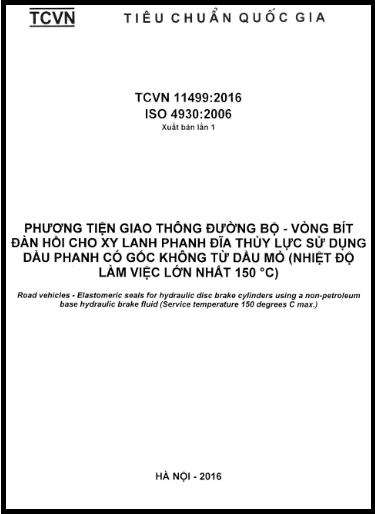 TCVN 11499-2016-ISO - Phương Tiện Giao Thông Đường Bộ - Vòng Bít Đàn Hồi Cho Xy Lanh Phanh Đĩa