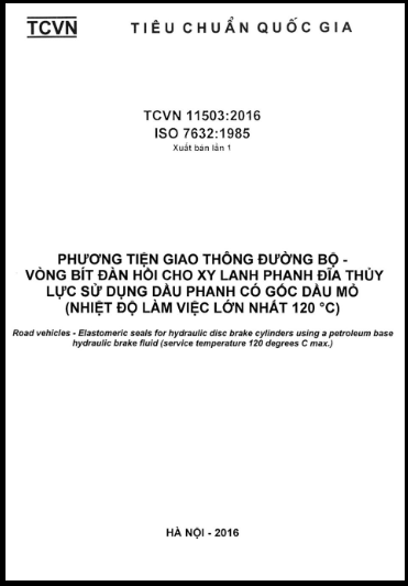TCVN 11503-2016-ISO - Phương Tiện Giao Thông Đường Bộ - Vòng Bít Đàn Hồi Cho Xy Lanh Phanh Đĩa