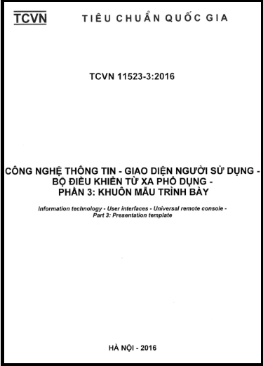 TCVN 11523-3-2016 - Công Nghệ Thông Tin - Giao Diện Người Sử Dụng - Bộ Điều Khiển Từ Xa Phổ Dụng