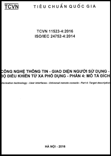 TCVN 11523-4-2016-ISO - Công Nghệ Thông Tin - Giao Diện Người Sử Dụng - Bộ Điều Khiển Từ Xa Phổ Dụng