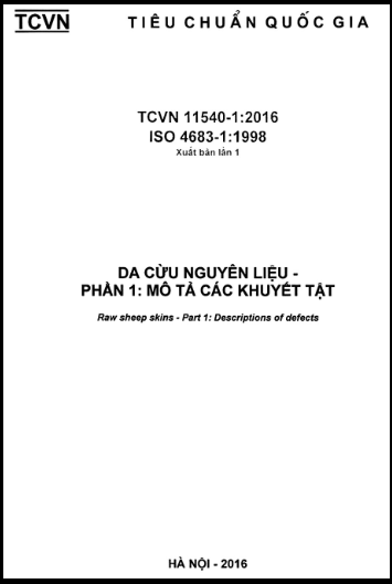 TCVN 11540-1-2016-ISO - Da Cừu Nguyên Liệu - Phần 1 Mô Tả Các Khuyết Tật