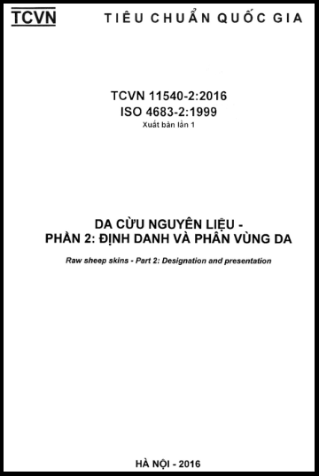 TCVN 11540-2-2016-ISO - Da Cừu Nguyên Liệu - Phần 2 Định Danh Và Phân Vùng Da