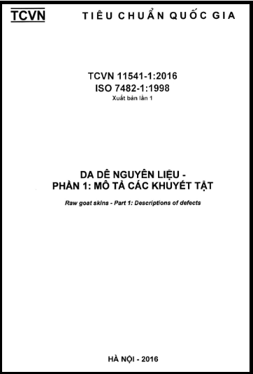 TCVN 11541-1-2016-ISO - Da Dê Nguyên Liệu - Phần 1 Mô Tả Các Khuyết Tật