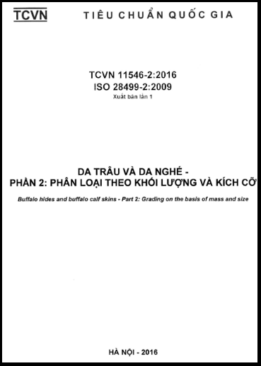 TCVN 11546-2-2016-ISO - Da Trâu Và Da Nghé - Phần 2 Phân Loại Theo Khối Lượng Và Kích Cỡ