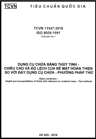 TCVN 11547-2016-ISO - Dụng Cụ Chứa Bằng Thủy Tinh - Chiều Cao Và Độ Lệch Của Bề Mặt Hoàn Thiện