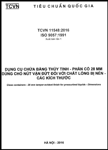 TCVN 11548-2016-ISO - Dụng Cụ Chứa Bằng Thủy Tinh - Phần Cổ 28 Mm Dùng Cho Nút Vặn Đứt