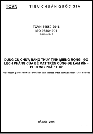 TCVN 11550-2016-ISO - Dụng Cụ Chứa Bằng Thủy Tinh Miệng Rộng - Độ Lệch Phẳng Của Bề Mặt