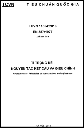 TCVN 11554-2016 - Tỉ Trọng Kế - Nguyên Tắc Kết Cấu Và Điều Chỉnh