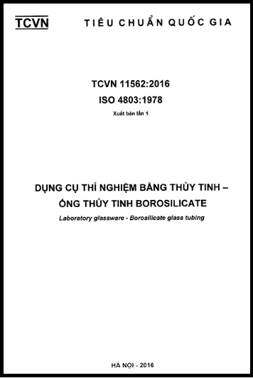 TCVN 11562-2016-ISO -  Dụng Cụ Thí Nghiệm Bằng Thủy Tinh - Ống Thủy Tinh Borosilicate