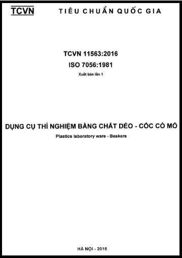 TCVN 11563-2016-ISO -  Dụng Cụ Thí Nghiệm Bằng Chất Dẻo - Cốc Có Mỏ
