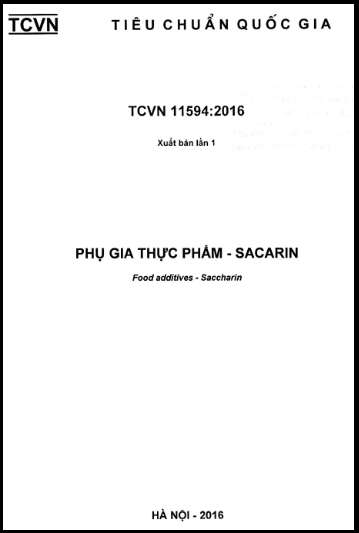 TCVN 11594-2016 - Phụ Gia Thực Phẩm - Sacarin