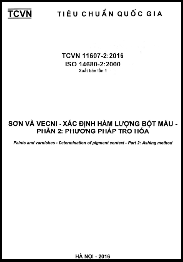 TCVN 11607-2-2016-ISO - Sơn Và Vecni - Xác Định Hàm Lượng Bột Màu - Phần 2 Phương Pháp Tro Hóa