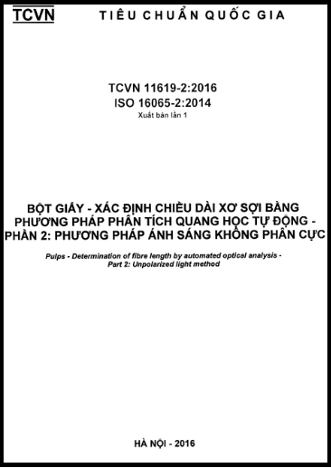 TCVN 11619-2-2016-ISO - Bột Giấy - Xác Định Chiều Dài Xơ Sợi Bằng Phương Pháp Phân Tích Quang Học