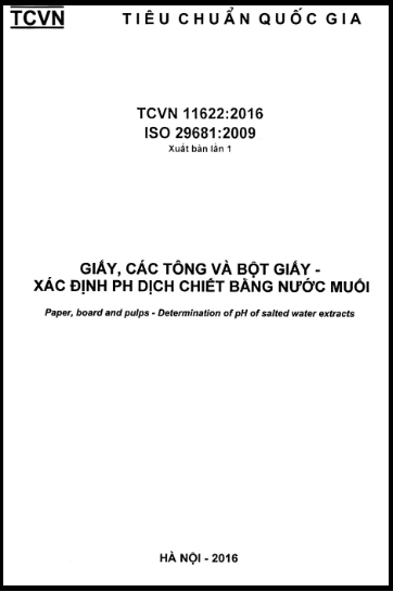 TCVN 11622-2016-ISO - Giấy Các Tông Và Bột Giấy - Xác Định Ph Dịch Chiết Bằng Nước Muối