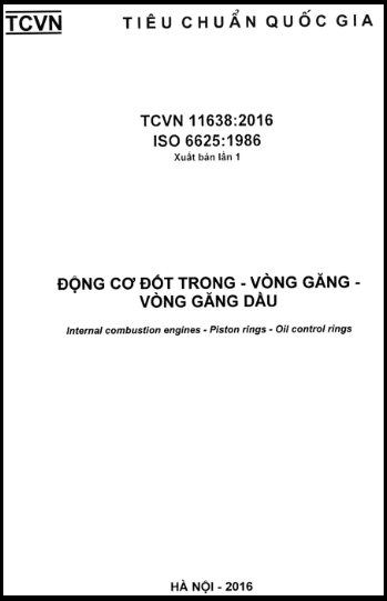 TCVN 11638-2016-ISO - Động Cơ Đốt Trong - Vòng Găng - Vòng Găng Dầu
