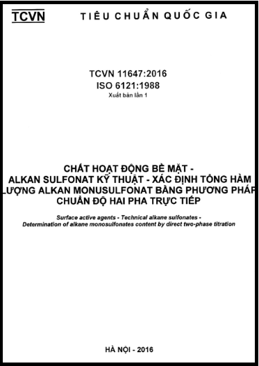 TCVN 11647-2016-ISO - Chất Hoạt Động Bề Mặt - Alkan Sulfonat Kỹ Thuật