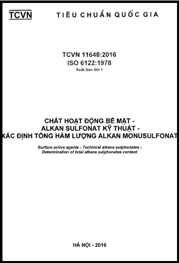 TCVN 11648-2016-ISO - Chất Hoạt Động Bề Mặt - Alkan Sulfonat Kỹ Thuật