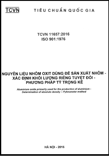 TCVN 11657-2016-ISO - Nguyên Liệu Nhôm Oxit Dùng Để Sản Xuất Nhôm - Xác Định Khối Lượng Riêng