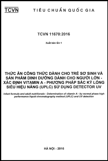 TCVN 11670-2016 - Thức Ăn Công Thức Dành Cho Trẻ Sơ Sinh Và Sản Phẩm Dinh Dưỡng Dành Cho Người Lớn