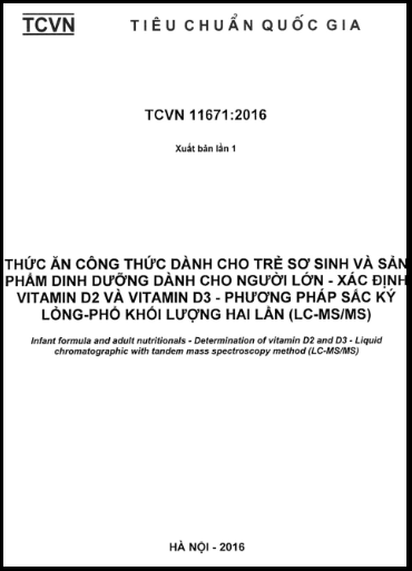 TCVN 11671-2016 - Thức Ăn Công Thức Dành Cho Trẻ Sơ Sinh Và Sản Phẩm Dinh Dưỡng Dành Cho Người Lớn