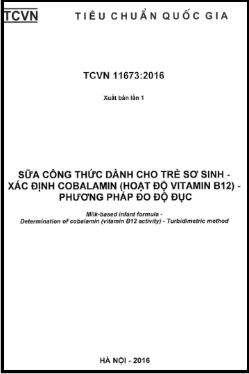 TCVN 11673-2016 - Sữa Công Thức Dành Cho Trẻ Sơ Sinh - Xác Định Cobalamin (Hoạt Độ Vitamin B12)