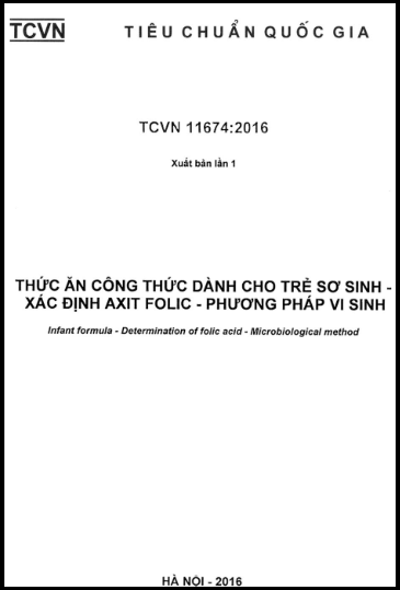 TCVN 11674-2016 - Thức Ăn Công Thức Dành Cho Trẻ Sơ Sinh - Xác Định Axit Folic - Phương Pháp Vi Sinh