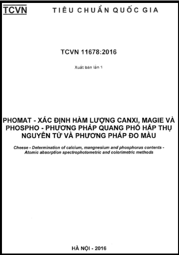 TCVN 11678-2016 - Phomat - Xác Định Hàm Lượng Canxi, Magie Và Phospho - Phương Pháp Quang Phổ
